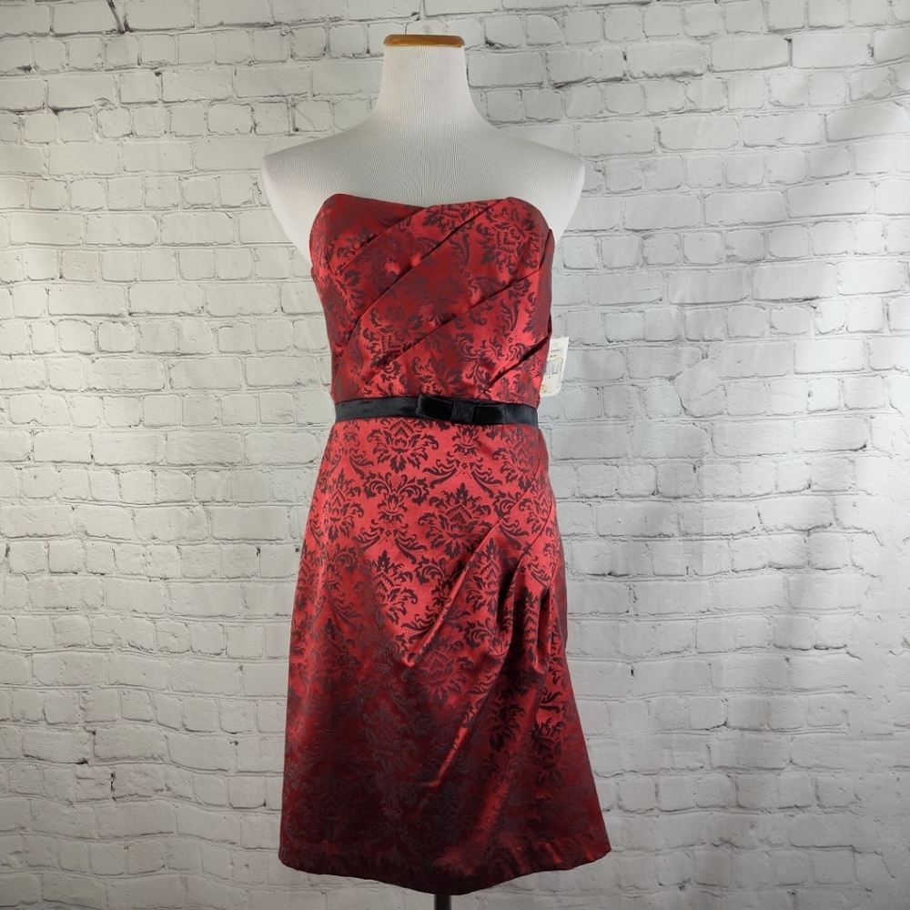 Elegant Red Black Strapless Dress Teeze Me Y2K Vintage 9